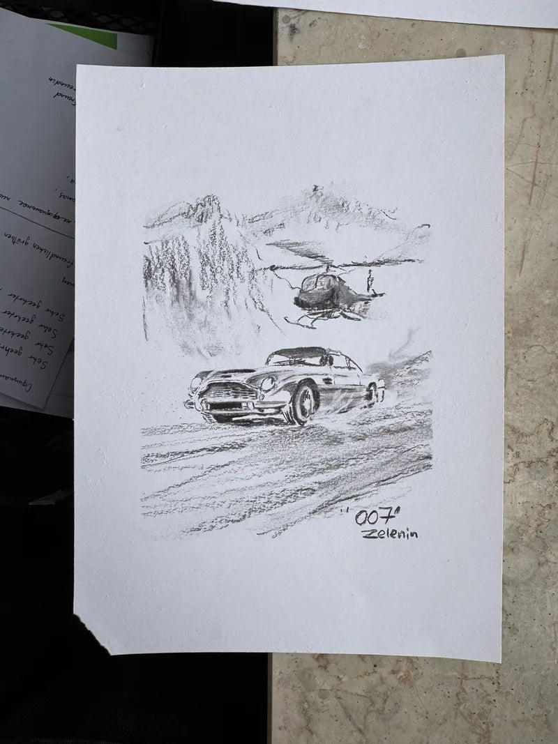 Attempts with the James Bond Aston Martin and a helicopter