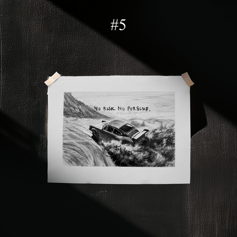 Sketches of the "No Risk. No Porsche." Collection