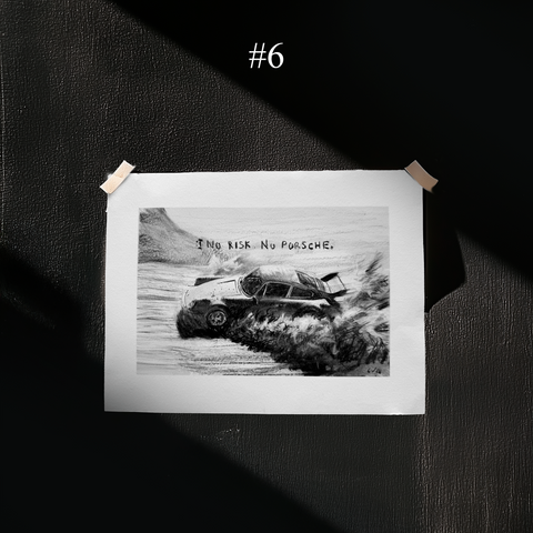 Sketches of the "No Risk. No Porsche." Collection
