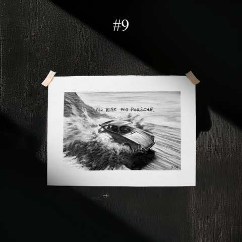 Sketches of the "No Risk. No Porsche." Collection
